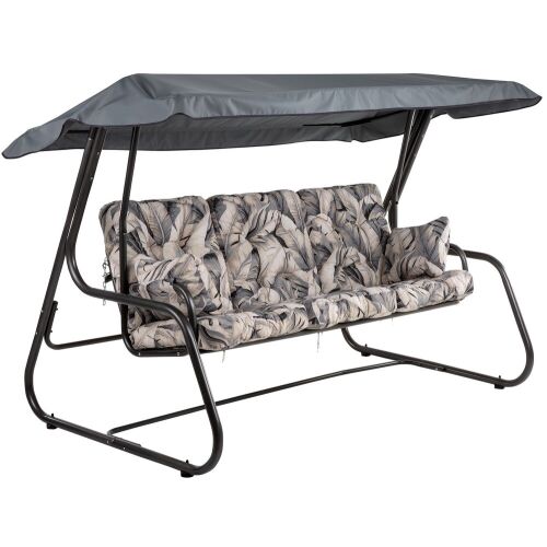 Dajar Clebes 4 személyes kerti hintaágy levélmintás párnákkal és tetővel