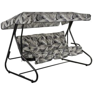 Dajar Milano 3 személyes kerti hintaágy levélmintás tetővel és párnákkal - Dajar