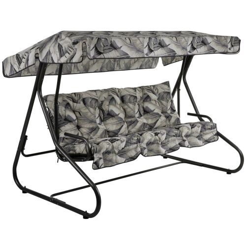 Dajar Milano 3 személyes kerti hintaágy levélmintás tetővel és párnákkal
