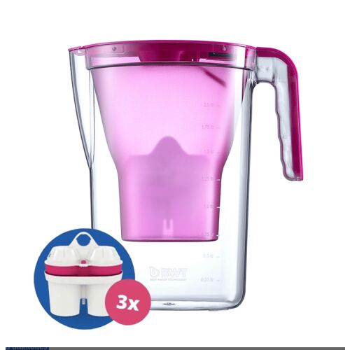 BWT Vida dzbanek ręczny z 3 filtrami 2,6l #różowy