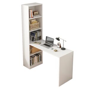 Fodym Białe Biurko Młodzieżowe z Półkami i Laptopem - Biurko komputerowe