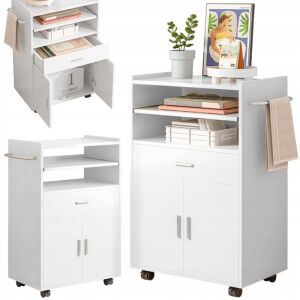 Küchenwagen Schrank Kommode Tisch Bücherregal - Modern, mobil, weiß, Collage-Ansicht - Küchenmöbel