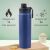 Modrá termosová fľaša z nehrdzavejúcej ocele udržiava nápoje teplé 12 hodín a studené 24 hodín