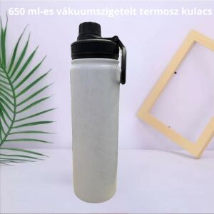 Sticlă termos din oțel inoxidabil de 650 ml cu izolare vacuum, cu imprimeu leopard, culoare albă - Transportatori de alimente și băuturi