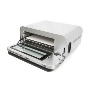 G21 Bianca multifunkciós pizzasütő nyitott ajtóval, belül látható a pizzakő és a rács - Pizzasütő