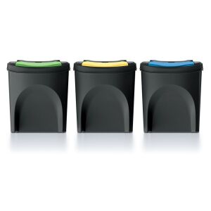 Prosperplast SORTIBOX 3 x 25 l hulladékgyűjtő , újrahasznosítható fekete