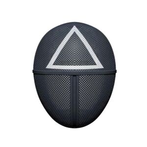 Squid Game Dreieck-Wächter-Maske, KidMania, Erwachsenengröße, Schwarze Netzmaske mit weißem Dreieck - Kostüme für Erwachsene