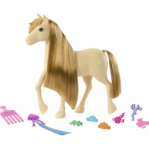 Barbie Mysteries The Great Horse Chase Tornado ló játék hosszú szőke sörénnyel, fésűvel és hajcsipeszekkel - Játékbaba kiegészítő