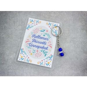 Kellemes Húsvéti sötétkék angyal medálos kulcstartó 123874044 - Ajándék kulcstartó