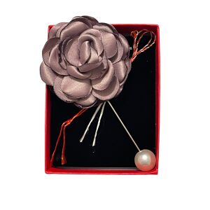Martisor tip brosa, Trandafir textil lung, cu perla - Krista 123874196 - Bijuterii pentru femei