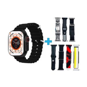 Chytrý hodinky Y60 Ultra so 7 vymeniteľnými remienkami, zobrazený čierny silikónový remienok - Počítače a doplnky