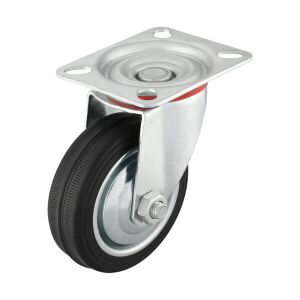 Forgókerék, átmérő 75 mm, gumi, csapággyal és lemezzel 80x68 mm, 60 kg, EmaConstruct 123875069 - EmaConstruct