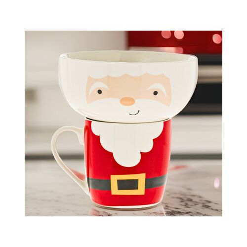 Kubek świąteczny, zestaw kubków z miseczką, model Mikołaj, porcelana, 370 ml 123875222