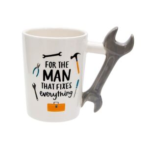 Cana ceramica, pentru barbati, maner 3D cheie, 375 ml