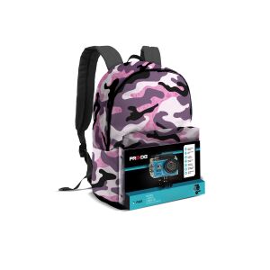 Batoh PRODIGY Pinkage s akčnou kamerou, ružový camo vzor - Batohy