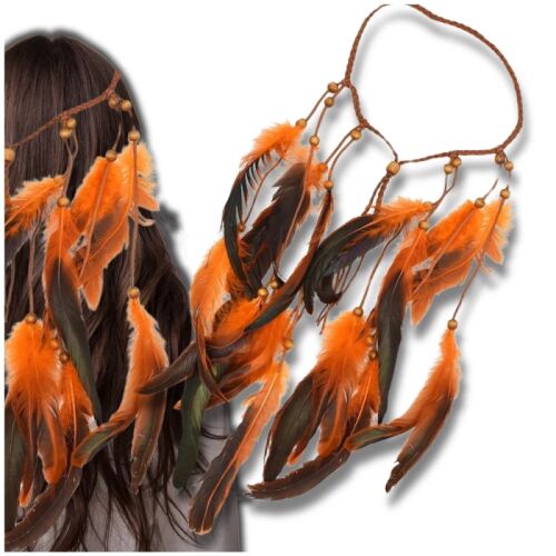 Haj fejpánt boho műtollal narancssárga színben. 123876959