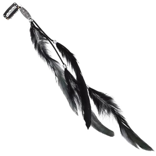 Csatos hajcsat fekete tollakkal bohó stílusban 123877018