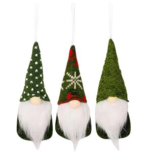 Karácsonyi manó Mikulás 15 cm-es függő dekorációs készlet 3 darab