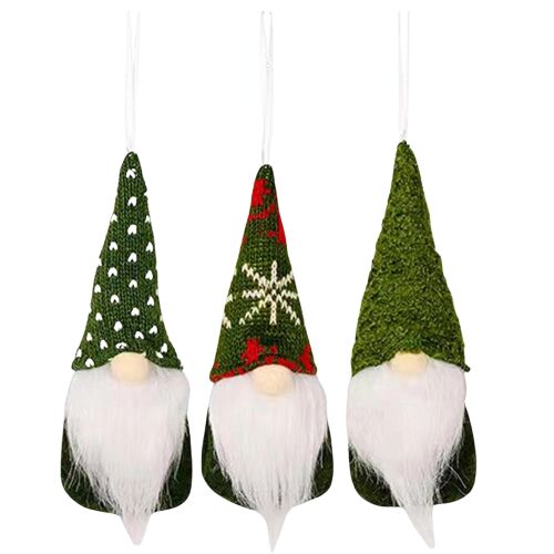 Karácsonyi manó Mikulás 15 cm-es függő dekorációs készlet 3 darab