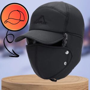 Téli sapka csúcs- és fülvédővel - meleg és szigetelt szabadidősapka maszkkal