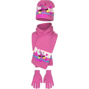 Soy Luna rózsaszín sapka, sál és kesztyű szett lányoknak, görkorcsolya mintával - Baba & Gyerek divat