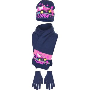 Soy Luna sapka, sál és kesztyű szett lányoknak, kék rózsaszín díszítéssel - Baba & Gyerek divat