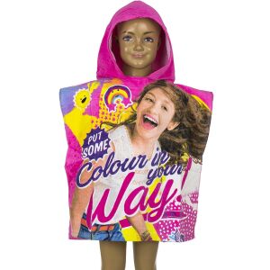 Prosop cu glugă Sun City Soy Luna pentru fete, poncho roz cu imprimeu de desene animate - Prosoape de baie, prosoape și prosop de uscare