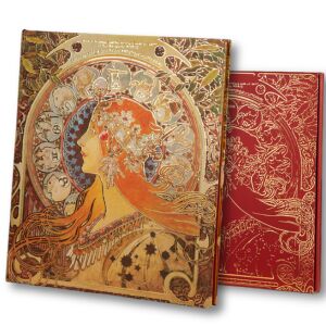 Mucha Zodiac Journal, 128 illusztrált oldal kéziratos stílusban, 240x280 mm, 180 g nátronpapír, napirendi doboz mellékelve 123877466 - Irodai papíráru