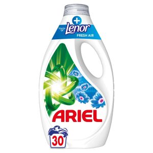 Ariel + Touch of Lenor Fresh Air Detergent lichid pentru rufe, 1,35L, 30 spălări - Gel de spălare, Clătiți și Capsulă de spălare