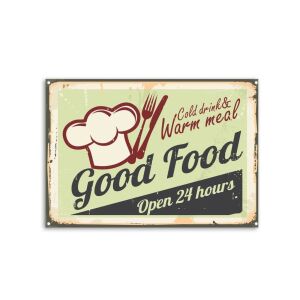 Vintage Dekor Fémtábla, 'Good Food' felirat, retro hangulatú kialakítás 20x30cm 123882856 - Ezone