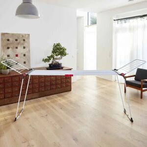 Vileda Infinity Flex ruhaszárító, fehér, nagy kapacitású, kihúzható, összecsukható, kerekekkel - Ruhaszárító