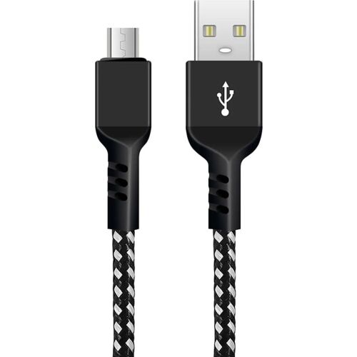 Maclean Energy MCE483 Micro USB kábel, 2m, fekete, nylon fonott