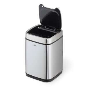 Durable 6L Touchless Sensor Trash Can with Open Lid, Silver - Furniture