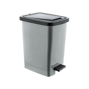 Slim Műanyag pedálos szemetes, ezüst/szürke, belső vödörrel 15L
