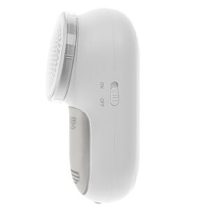 Adler AD9621 Golarka do ubrań, biały elektryczny golarka do tkanin z przełącznikiem włącz/wyłącz, widok z boku - Wióry tekstylne