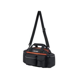 Schwarze B-Soul 15L Fahrradgepäcktasche mit orangefarbenen Akzenten, Seitenansicht - Fahrradtaschen