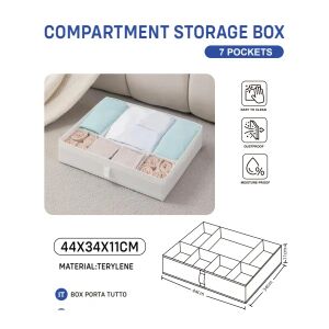 Fehér 7 rekeszes fehérnemű- és zoknis fiókrendszerező, 44×34×11 cm 123902831 - Gardrób rendszerező