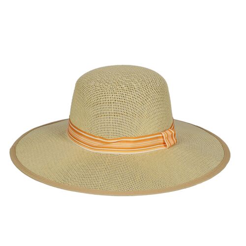 Színes szalagos szalmakalap, narancssárga, 39 cm átmérőjű 123904499