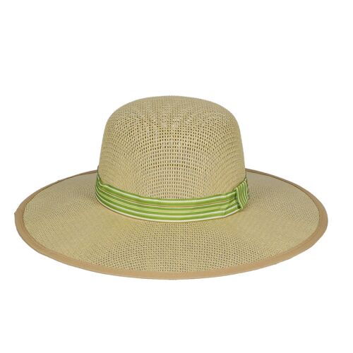 Színes szalagos szalmakalap, zöld, 39 cm átmérőjű 123904503