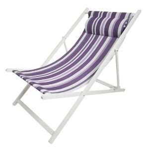 Lila csíkos összecsukható napozószék fehér váz és fejtámla. - Napozóágy & Nyugágy