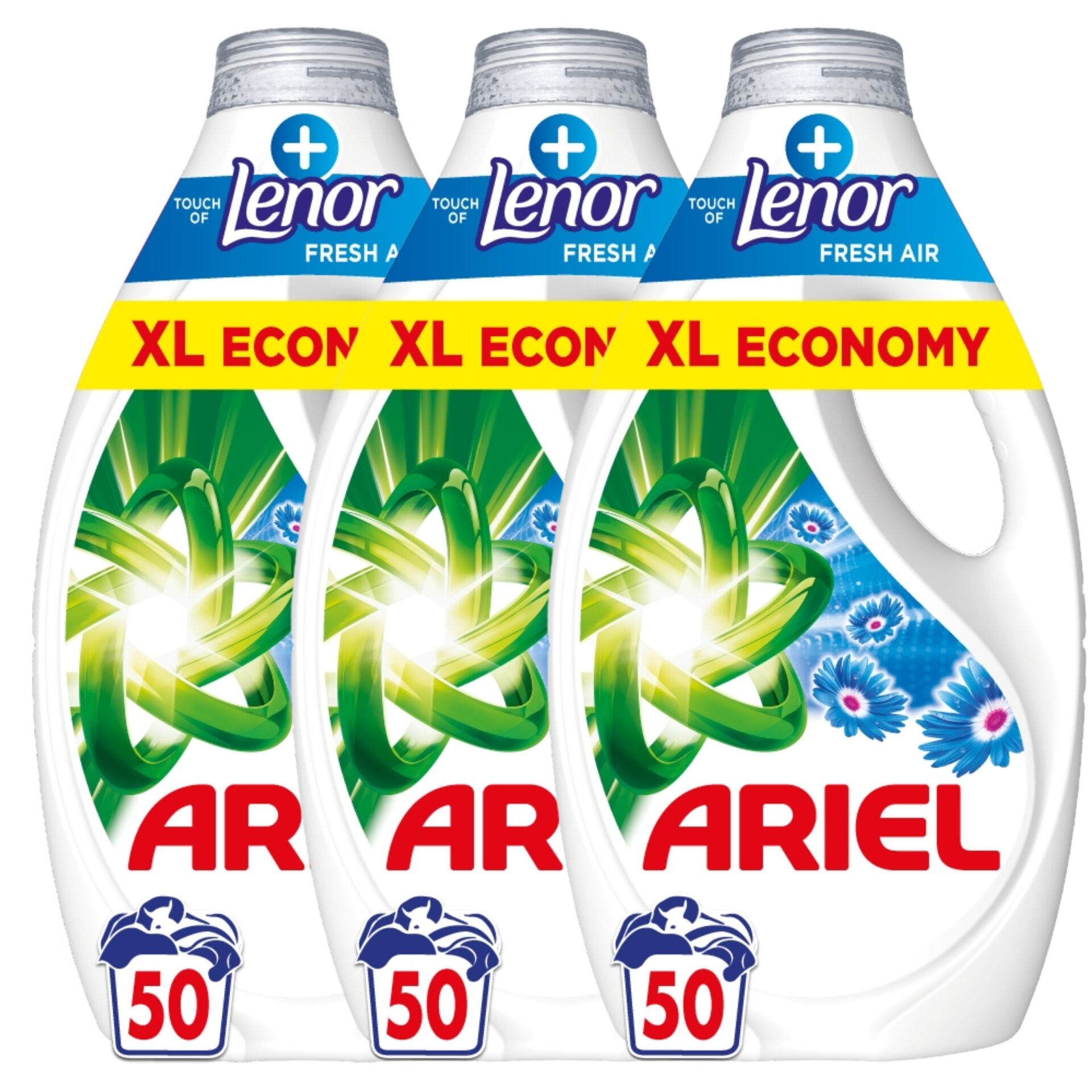 E-shop Ariel + Touch Of Lenor Fresh Air tekutý prací prostriedok 3x2,25L...