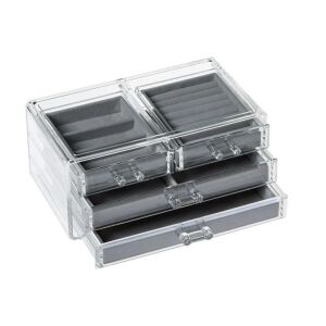 Priehľadný akrylový organizér na šperky so 4 zásuvkami, ideálny na uloženie prsteňov, náušníc a iných malých šperkov - Šperkovnice