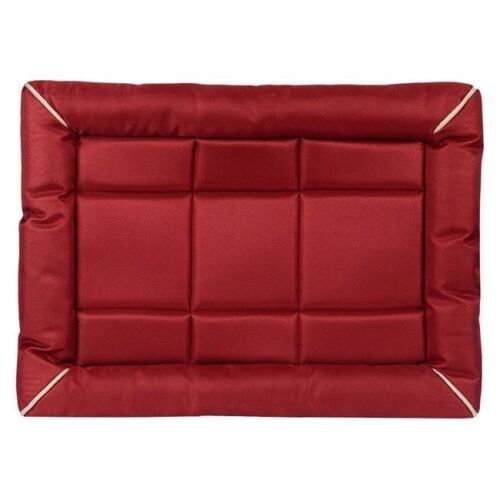 Červené psí lôžko z polyesteru s bielym lemom, 75x53x5cm