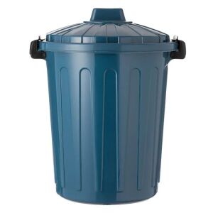 Niebieski plastikowy kosz na śmieci z pokrywką i klipsami, pojemność 25 litrów - Projektowanie wnętrz
