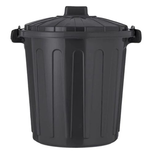 Pojemnik na odpady, plastikowy, z pokrywą i klipsami, pojemność 50 l, szary