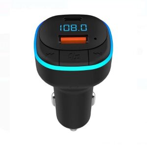 I-JMB 2 az 1-ben autós FM modulátor töltési funkcióval, 3.1A USB TYPE-C, fekete, elülső nézet - Transzmitter