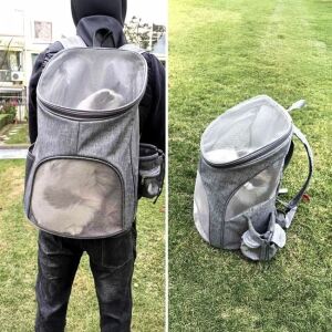 Hátizsák háziállatoknak, szállításhoz, 30x30x45cm, szürke színű