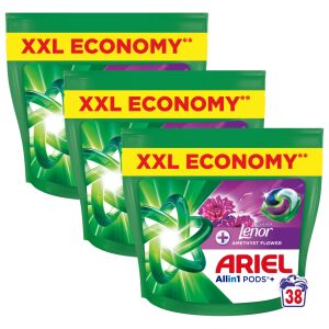 Ariel Allin1 Pods+ Touch of Lenor Amethyst Flower capsule detergent, pachet XXL Economy - Gel de spălare, Clătiți și Capsulă de spălare