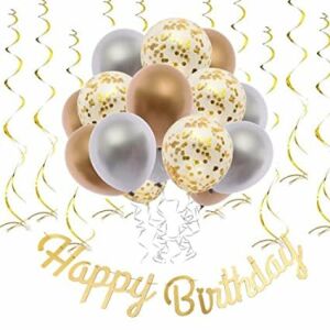 Set aniversar 18 piese O-CAT, carton/latex, gri/albastru/auriu/confeti 123908044 - Accesorii pentru petrecere