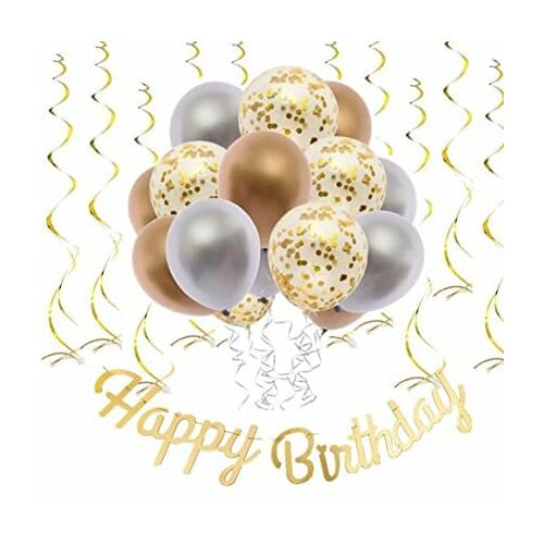 Set aniversar 18 piese O-CAT, carton/latex, gri/albastru/auriu/confeti 123908044